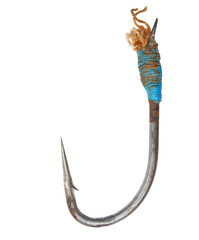 Big old fishing hook (for sturgeon fish) isolated on white