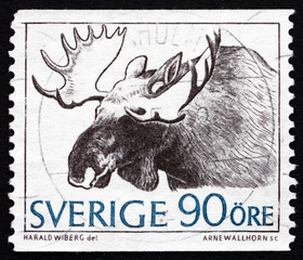 Postage stamp Sweden 1967 Moose, Alces Alces, Animal