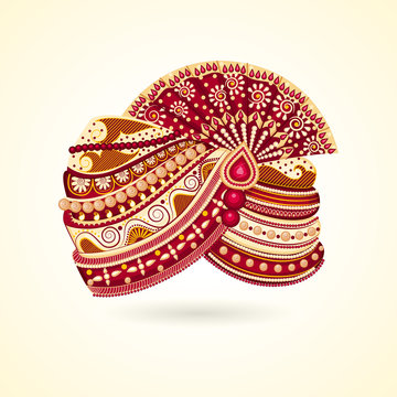 vector illustration of colorful Indian turban for marriage