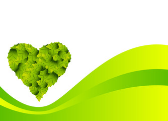 concetto di ecologia con cuore composto da foglie