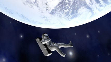 Astronaut floating far from Earth