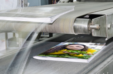 book, magazine production line into press plant