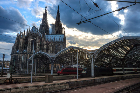 Cathedral and Main Railway station in Cologne (Koeln), Germany