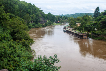 Fototapeta na wymiar View of Burma railway and river Khwae (Kwai), Thailand