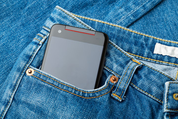 Blue jean pocket with mobile