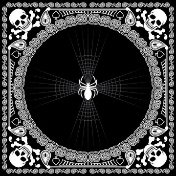 bandana pattern skull and spider