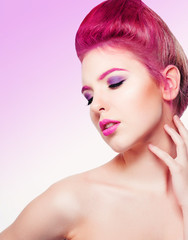 Fototapeta premium girl with pink hair