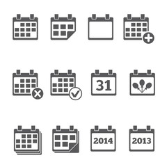 Vector Calendar Icons: event add delete progress
