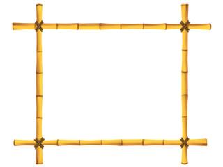 Wooden frame of old bamboo sticks. Vector illustration
