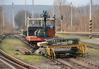 Railway trolley at the train station
