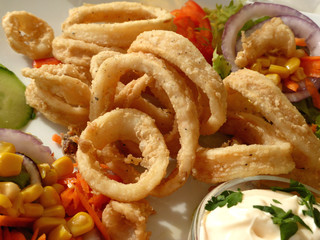 panierte Tintenfischringe, Kalamar © bofotolux