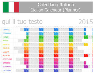 2015 Italian Planner Calendar with Horizontal Months
