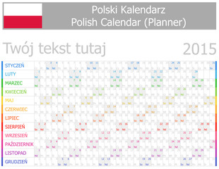 2015 Polish Planner-2 Calendar with Horizontal Months