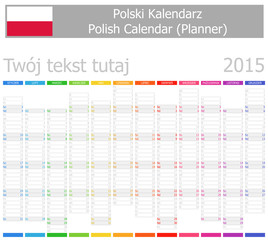 2015 Polish Planner-2 Calendar with Vertical Months