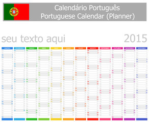 2015 Portuguese Planner Calendar Vertical Months