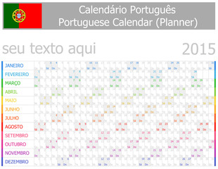 2015 Portuguese Planner-2 Calendar with Horizontal Months