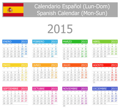2015 Spanish Type-1 Calendar Mon-Sun