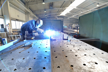 Industrial worker welding technology