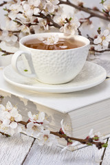 Obraz na płótnie Canvas cherry blossom, cup of tea