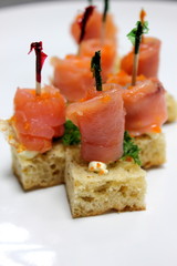 Smoked salmon and cream cheese canape