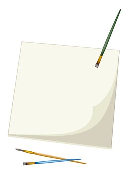 Artist Brushes Lying on A Blank Sketchbook