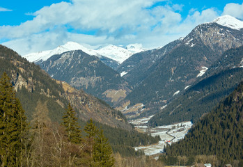 Winter mountain country landscape  (Austria).