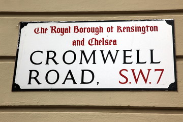 London Street Sign, Cromwell Road, Borough of Kensington and Che