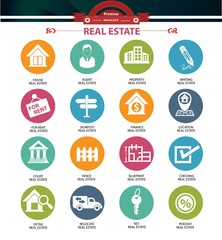 Real estate icons,Colorful version,vector