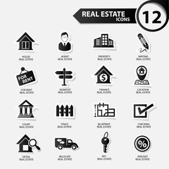 Real estate icons,Black version,vector