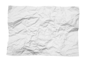 crumpled white paper on white background