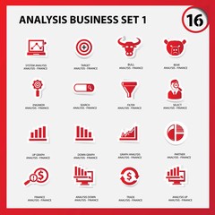 Finance and analysis icons,Red version,vector