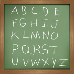 Alphabet drawing on blackboard background,vector