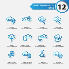 Cloud computing icons set 1,Blue version,vector