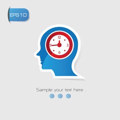 Clock Brain Thinking symbol,vector