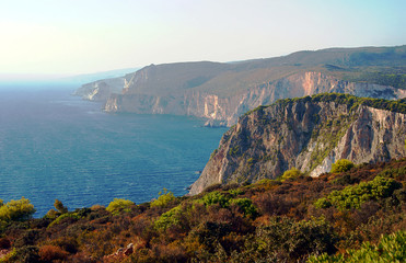 Fototapeta na wymiar seacoast with cliff on Zakynthos island, Greece