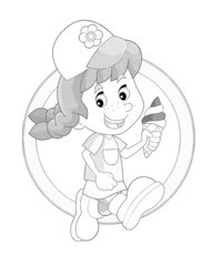 Cartoon child - coloring page - illustration
