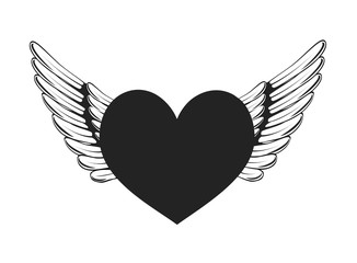 wings and heart symbol vector