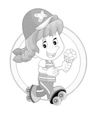 Cartoon child - coloring page - illustration