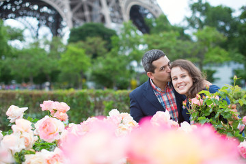 Couple in Paris on a spring day