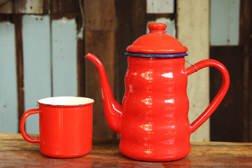 The retro Cup and Jug of coffee