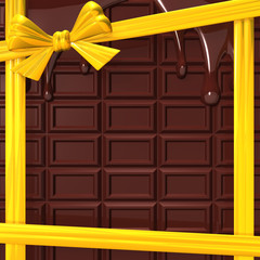 MeltingChocolateWithYellowRibbonForBackground