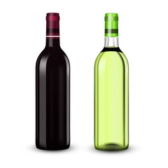 bottle with red and white wine illustration