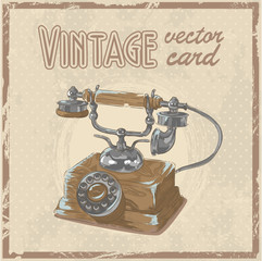 Retro 50s phone stylish vintage postcard