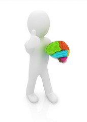 3d people - man with a brain