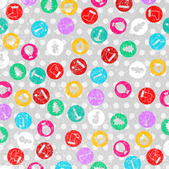 christmas background with colorful icons