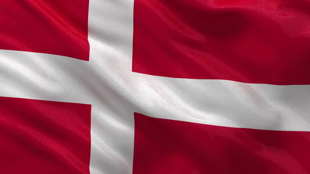 Flag of Denmark waving in the wind - seamless loop