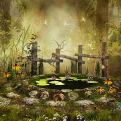 Zaczarowany staw w lesie © Obsidian Fantasy