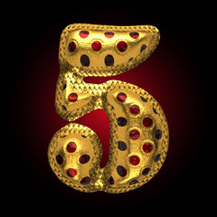 vector golden and red letter 5