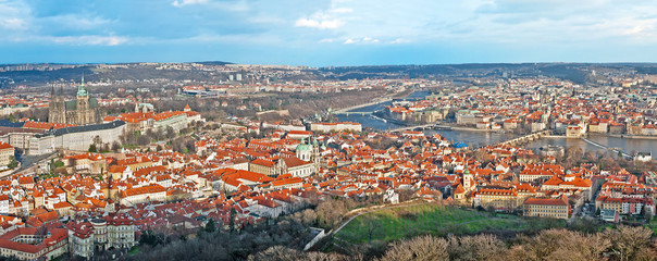 Naklejka na ściany i meble Panorama of the main Prague seesights