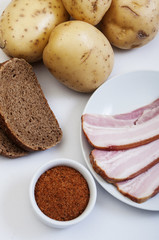 raw bacon and potatoes ingredient